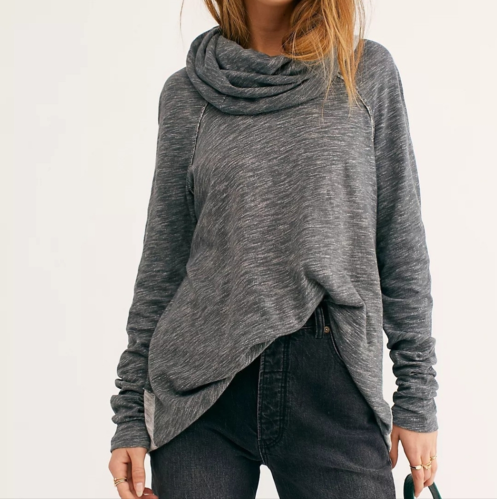 💎 Free People FP Beach Two Body Cocoon Cowl Neck Pullover #0318